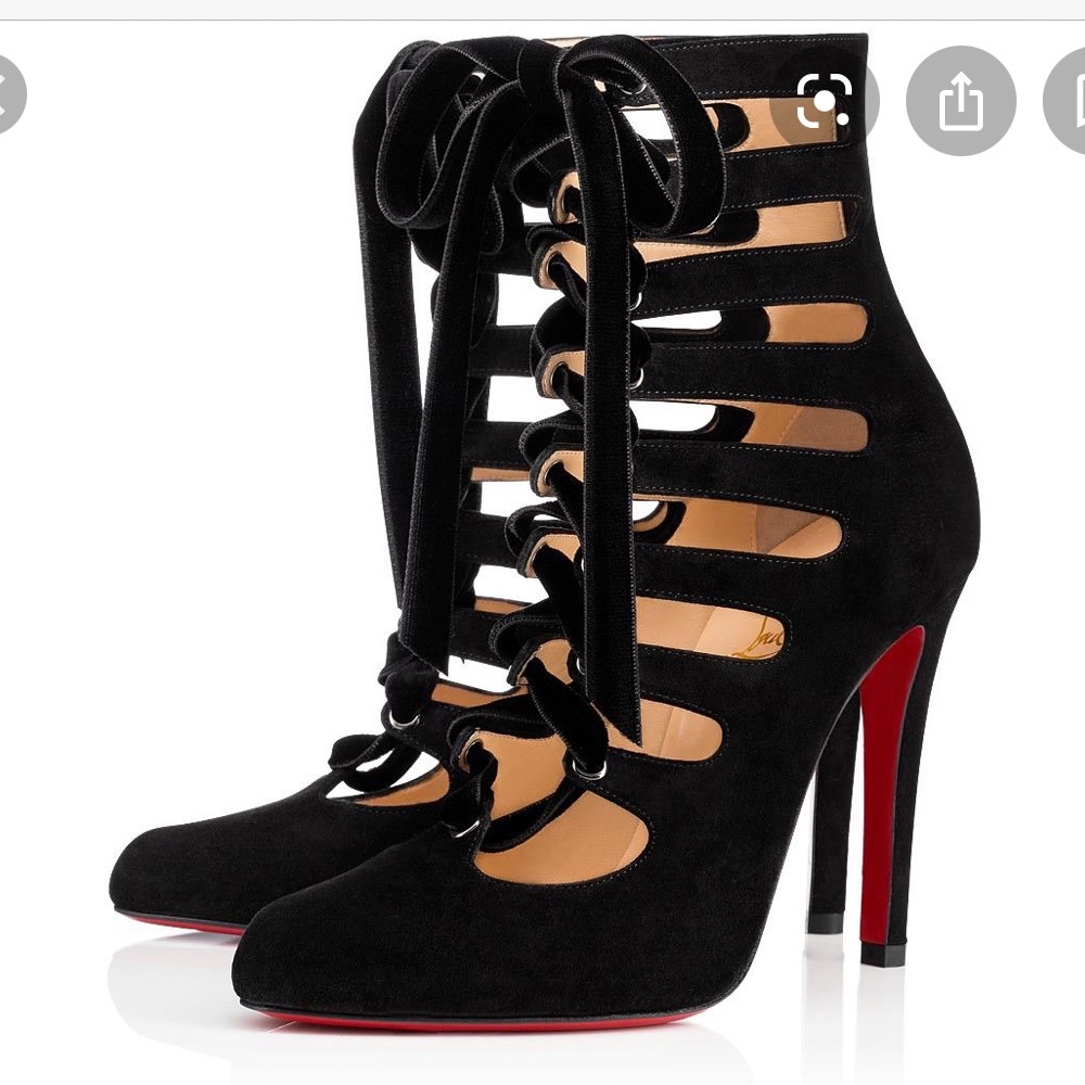 Christian Louboutin Black Lace-Up Heels